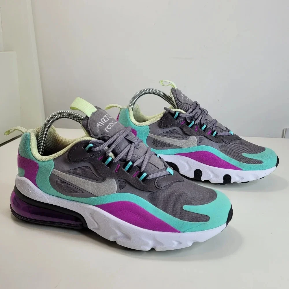 Nike Air Max 270 React 'Gunsmoke Aurora Violet' Size 5.5 Youth